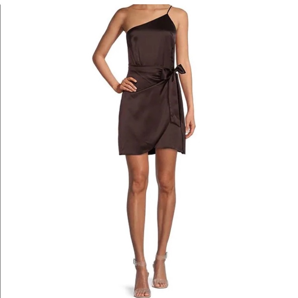 Gianni Bini One Shoulder Tie Waist Mini Wrap Dress- size 4